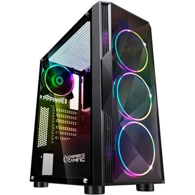 Gabinete EMPIRE GAMING Diamond ARGB Mid-tower - Painel de vidro temperado - 4 ventoinhas LED Gabinete EMPIRE GAMING Diamond ARGB Mid-tower - Painel de vidro temperado - 4 ventoinhas LED
