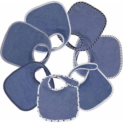 Lot de 7 bavoirs pour bébé - Bleu marine - Éponge double - 0-6 mois - Publicité Lot de 7 bavoirs pour bébé - Bleu marine - Éponge double - 0-6 mois - Publicité