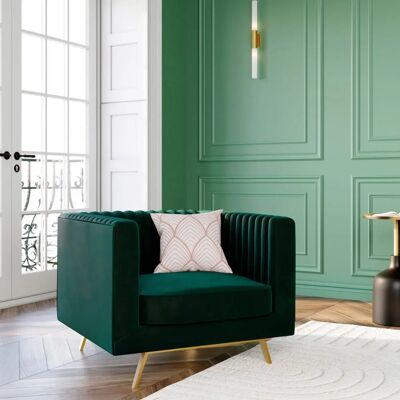 Rendez-Vous Déco Sillón Terciopelo Verde Oscuro - Silla Rendez-Vous Déco Sillón Terciopelo Verde Oscuro - Silla