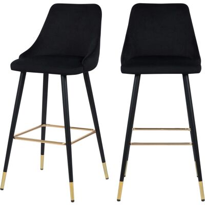 Rendez-vous Déco - Juego de 2 Taburetes de Bar de Terciopelo Negro Rendez-vous Déco - Juego de 2 Taburetes de Bar de Terciopelo Negro