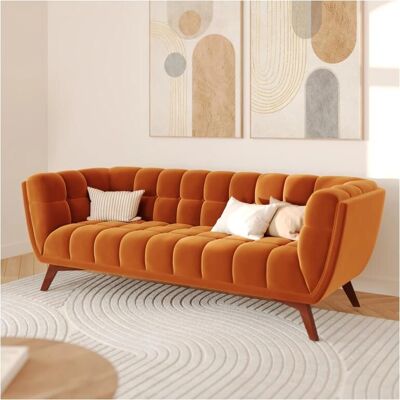 Rendez-Vous Déco Sofá de Terciopelo Naranja - Sofá Rendez-Vous Déco Sofá de Terciopelo Naranja - Sofá