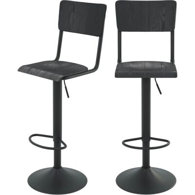 Rendez-Vous Déco Taburetes de bar ajustables negros - Pack de 2 Rendez-Vous Déco Taburetes de bar ajustables negros - Pack de 2