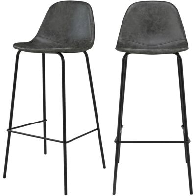 Rendez-Vous Déco Taburete de barra gris/negro - 75cm - Juego de 2 Rendez-Vous Déco Taburete de barra gris/negro - 75cm - Juego de 2