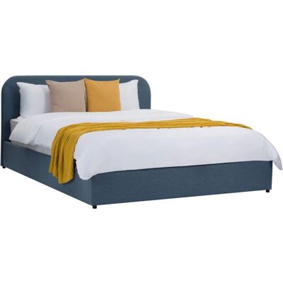 Cama doble de tela azul Rendez-Vous Déco con almacenamiento - Cama Cama doble de tela azul Rendez-Vous Déco con almacenamiento - Cama