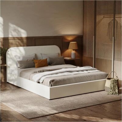Cama doble Rendez-vous Déco Beige/Gris con arcón - 160x200cm Cama doble Rendez-vous Déco Beige/Gris con arcón - 160x200cm