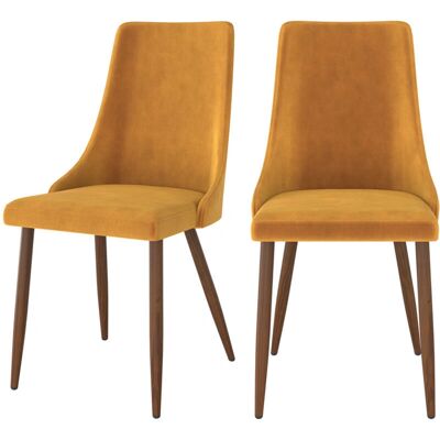 Sillas de Terciopelo Vinni Amarillo Mostaza - Juego de 2 - Silla Sillas de Terciopelo Vinni Amarillo Mostaza - Juego de 2 - Silla