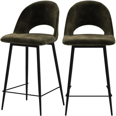 Tabourets de bar en velours vert Rendez-Vous Déco - Lot de 2 - Publicité Tabourets de bar en velours vert Rendez-Vous Déco - Lot de 2 - Publicité