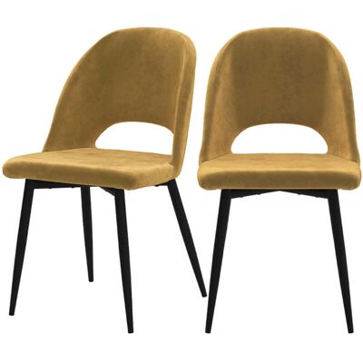 Conjunto de Sillas de Terciopelo Amarillo Pénélope - Muebles Conjunto de Sillas de Terciopelo Amarillo Pénélope - Muebles