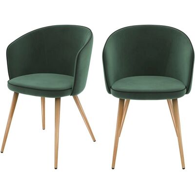 RENDEZ-VOUS DÉCO Chiara Verde Agua Conjunto de 2 Sillas de Terciopelo - Sillas de Comedor RENDEZ-VOUS DÉCO Chiara Verde Agua Conjunto de 2 Sillas de Terciopelo - Sillas de Comedor
