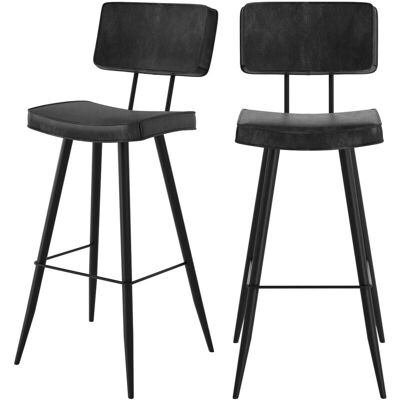 Rendez-Vous Déco - Juego de 2 Sillas de Bar Gris/Negro - Cocina y Bar Rendez-Vous Déco - Juego de 2 Sillas de Bar Gris/Negro - Cocina y Bar