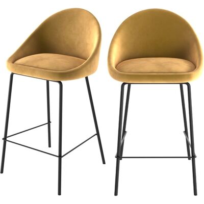 Rendez-vous Déco - Tabourets en velours jaune - Lot de 2 - 65cm - Publicité Rendez-vous Déco - Tabourets en velours jaune - Lot de 2 - 65cm - Publicité