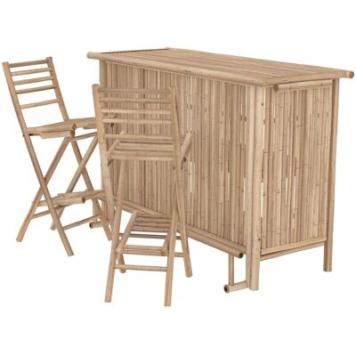 Conjunto de Bar de Bambú Rendez-Vous Déco con 2 Sillas - Mobiliario de Jardín Conjunto de Bar de Bambú Rendez-Vous Déco con 2 Sillas - Mobiliario de Jardín