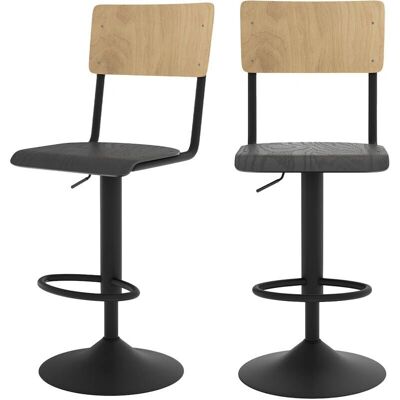 Rendez Vous Déco Silla de bar Clem ajustable - Juego de 2 Rendez Vous Déco Silla de bar Clem ajustable - Juego de 2