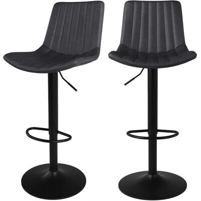 Rendez-vous Déco - Juego de 2 Sillas de Bar en Cuero Sintético Gris Oscuro - Killi Rendez-vous Déco - Juego de 2 Sillas de Bar en Cuero Sintético Gris Oscuro - Killi