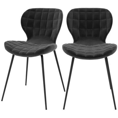 Rendez-vous Déco Mazzia - Juego de 2 Sillas de Terciopelo - 75cm - Negro - Estilo Art Déco Rendez-vous Déco Mazzia - Juego de 2 Sillas de Terciopelo - 75cm - Negro - Estilo Art Déco