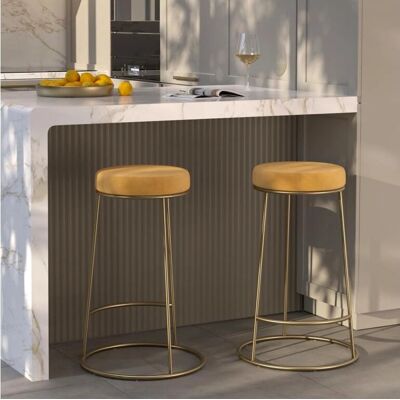 Rendez-vous Déco - Tabouret de bar Kendal en velours - Style Art Déco - 63cm - Publicité Rendez-vous Déco - Tabouret de bar Kendal en velours - Style Art Déco - 63cm - Publicité