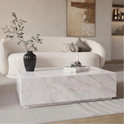 Rendez-vous Déco Mesa de centro rectangular de mármol blanco - Izaé Rendez-vous Déco Mesa de centro rectangular de mármol blanco - Izaé