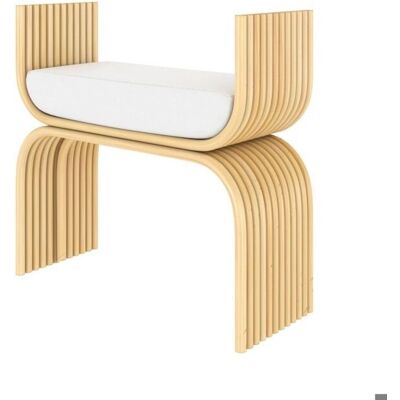 Taburete de ratán con cojín - Réane - Madera clara Taburete de ratán con cojín - Réane - Madera clara
