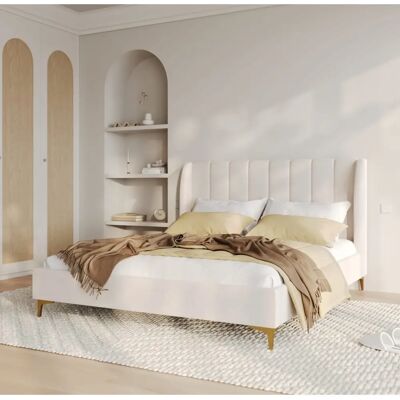 Cama de tela beige Rendez-Vous Déco 160x200cm - Gala Cama de tela beige Rendez-Vous Déco 160x200cm - Gala