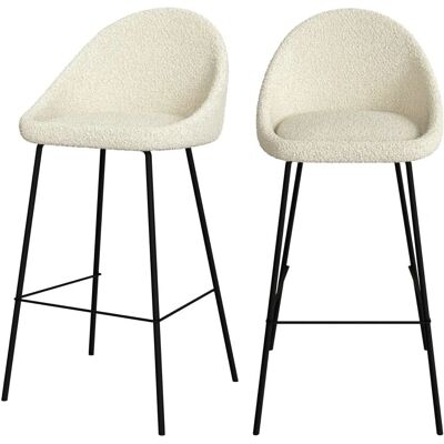 Silla de bar blanca Bouclé Rendez-vous Déco - 75cm - Lote de 2 Silla de bar blanca Bouclé Rendez-vous Déco - 75cm - Lote de 2