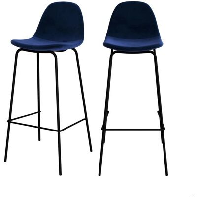 Rendez-vous Déco Henrik Juego de 2 Taburetes de Terciopelo Azul - 75cm Rendez-vous Déco Henrik Juego de 2 Taburetes de Terciopelo Azul - 75cm