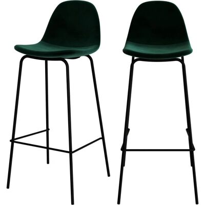 Rendez-vous Déco Henrik Taburete de terciopelo verde oscuro - Pack de 2 Rendez-vous Déco Henrik Taburete de terciopelo verde oscuro - Pack de 2