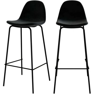 Rendez-vous Déco Henrik Banqueta de terciopelo en negro 75 cm (lote de 2) Rendez-vous Déco Henrik Banqueta de terciopelo en negro 75 cm (lote de 2)