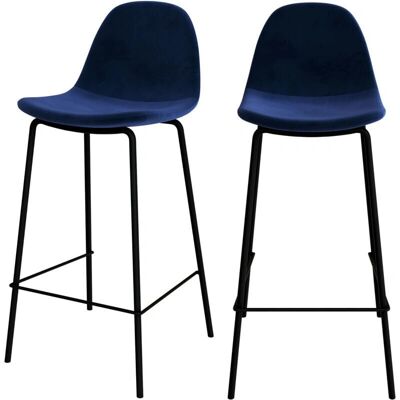 Rendez-vous Déco - Ensemble de 2 tabourets en velours bleu foncé - Henrik - Publicité Rendez-vous Déco - Ensemble de 2 tabourets en velours bleu foncé - Henrik - Publicité