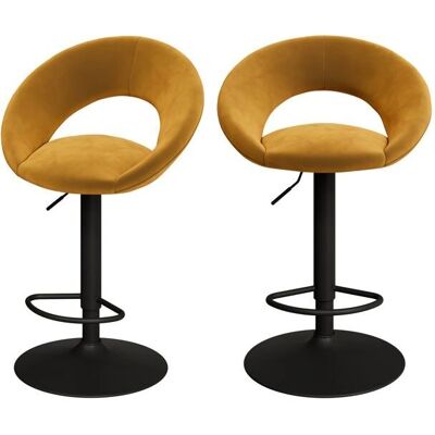 Silla de Bar de Terciopelo Amarillo Curry - Conjunto de 2 Silla de Bar de Terciopelo Amarillo Curry - Conjunto de 2