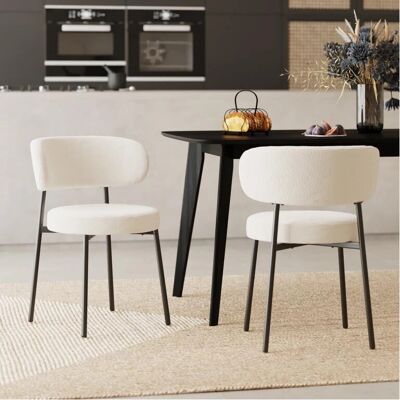Rendez-vous Déco - Juego de 2 Sillas Bouclé Beige - Estilo Moderno Rendez-vous Déco - Juego de 2 Sillas Bouclé Beige - Estilo Moderno