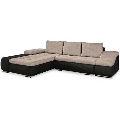LOHAN - Canapé d’angle convertible - Tissu beige - Gauche - Sofa bed - Publicité LOHAN - Canapé d’angle convertible - Tissu beige - Gauche - Sofa bed - Publicité