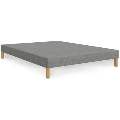 SPRING - Sommier tapissier 160x200 - Gris - Piètement bois - Sommier tapissier - Publicité SPRING - Sommier tapissier 160x200 - Gris - Piètement bois - Sommier tapissier - Publicité