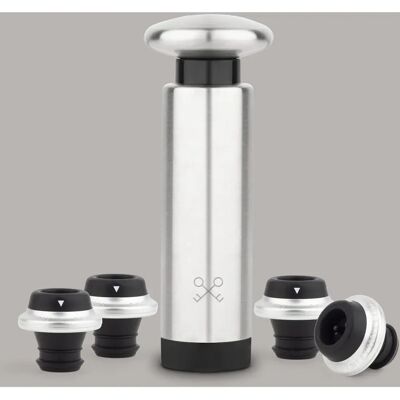 Les Petits Champs WOM440 - Argento/Nero - Pompa sottovuoto per vino Les Petits Champs WOM440 - Argento/Nero - Pompa sottovuoto per vino