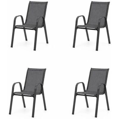 TERRE JARDIN - Sillas Textilene 4 - Gris Antracita - Sillas de jardín TERRE JARDIN - Sillas Textilene 4 - Gris Antracita - Sillas de jardín