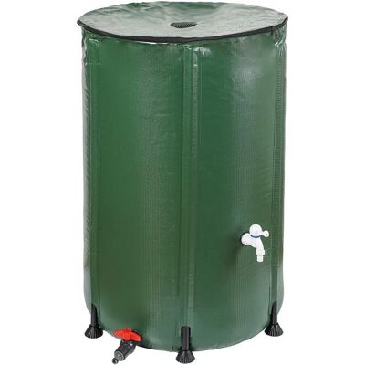 Terre Jardin - 250L Foldable Rain Barrel - Green - PVC/PP/ABS - Rain Barrel Terre Jardin - 250L Foldable Rain Barrel - Green - PVC/PP/ABS - Rain Barrel