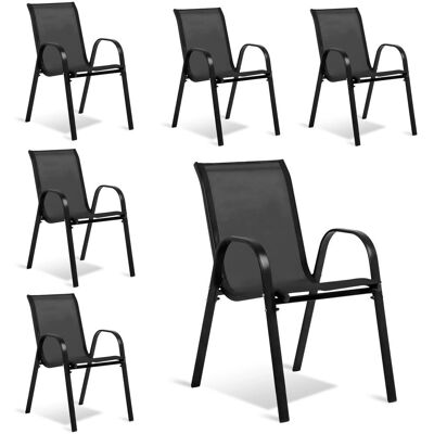 Terre Jardin - Chaises de jardin - Ensemble de 6 - 54x72x90 cm - Gris Anthracite - Mobilier d'extérieur - Publicité Terre Jardin - Chaises de jardin - Ensemble de 6 - 54x72x90 cm - Gris Anthracite - Mobilier d'extérieur - Publicité