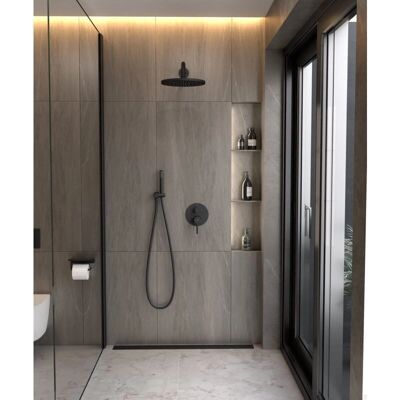 Kroos Black Rain Shower Set - Wall-Mounted Modern Bathroom Mixer Kroos Black Rain Shower Set - Wall-Mounted Modern Bathroom Mixer