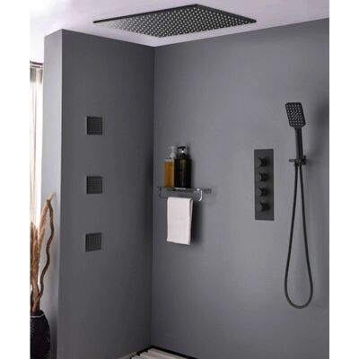 Kroos Cuadrado Negro 400mm Pack de Ducha Moderno Kroos Cuadrado Negro 400mm Pack de Ducha Moderno