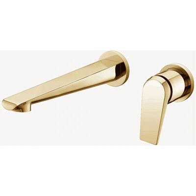 Grifo de lavabo de pared Kroos Ptolémée - Oro cepillado Grifo de lavabo de pared Kroos Ptolémée - Oro cepillado