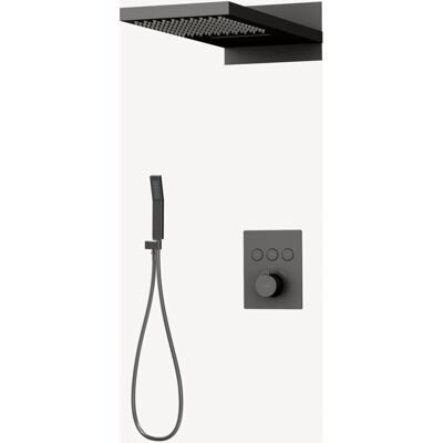 Conjunto de ducha de lluvia termostático Kroos Linosa - 3 orificios cuadrado acero inoxidable Conjunto de ducha de lluvia termostático Kroos Linosa - 3 orificios cuadrado acero inoxidable