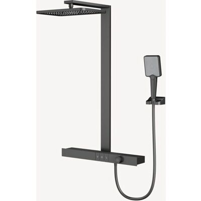 Columna de ducha termostática Kroos con repisa - Gun Metal Columna de ducha termostática Kroos con repisa - Gun Metal