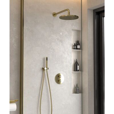 Conjunto de ducha termostático dorado Kroos - Corbeau Conjunto de ducha termostático dorado Kroos - Corbeau