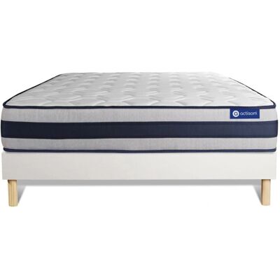 Actisom - Bettset mit Matratze und Untergestell - 135x190cm - Weiß Actisom - Bettset mit Matratze und Untergestell - 135x190cm - Weiß