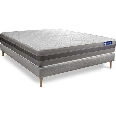 Kit de cama y colchón ACTISOM - 160x190cm - Gris - Moderadamente firme Kit de cama y colchón ACTISOM - 160x190cm - Gris - Moderadamente firme