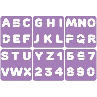 SODERTEX - L730007 - Violet - Lettres/Chiffres - Stencil SODERTEX - L730007 - Violet - Lettres/Chiffres - Stencil