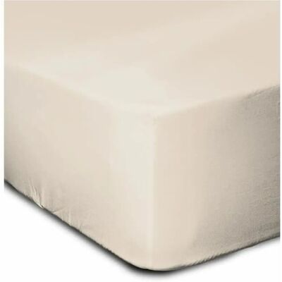Drap Housse Beige 90 x 190 cm - Literie - Publicité Drap Housse Beige 90 x 190 cm - Literie - Publicité