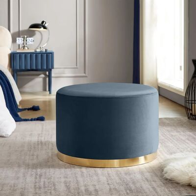 Sicaan Pouf Charlotte II de terciopelo azul celadón y metal dorado Sicaan Pouf Charlotte II de terciopelo azul celadón y metal dorado