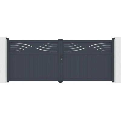 CASANOOV Portón de entrada moderno en aluminio - 4m, gris CASANOOV Portón de entrada moderno en aluminio - 4m, gris