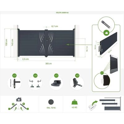 Casanoov - Portón eléctrico Veleta 300x145cm + Motor B700 Casanoov - Portón eléctrico Veleta 300x145cm + Motor B700