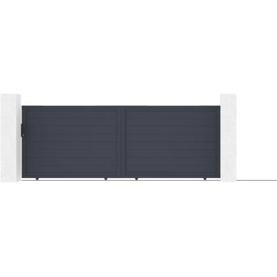 Conjunto de puerta corredera y peatonal Casanoov - Aluminio, Gris, 390x147 cm Conjunto de puerta corredera y peatonal Casanoov - Aluminio, Gris, 390x147 cm